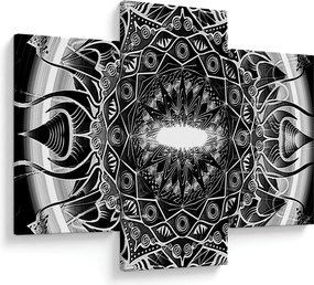 Tablou cu ornamente alb negre (90x60 cm)