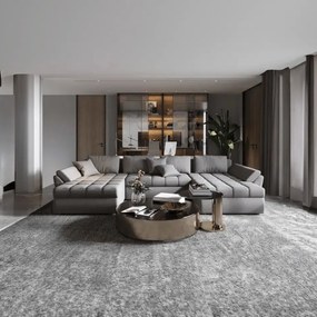 Colțar extensibil dumonde cu ladă de depozitare si sezut confortabil din spuma high-density, Loana U Enjoy Grey 355x185 cm