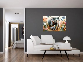 Tablou - Mama elefant, acuarelă (90x60 cm)