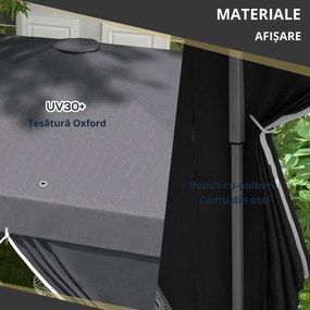Outsunny Cort cu Copertina Pliabila de 3x3m, Adapost pentru Soare, Reglabil in Inaltime, Geanta de Transport si Saci de Nisip pentru Exterior, Gri