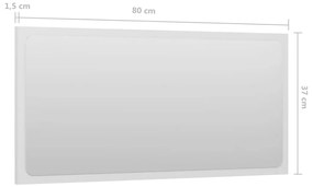 Oglinda de baie, alb extralucios, 80x1,5x37 cm, PAL Alb foarte lucios, 80 x 1.5 x 37 cm