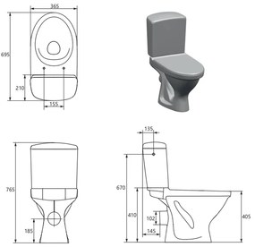 Set vas Wc cu rezervor si capac din polipropilena EKO II SIMPLEON Cersanit