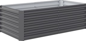 Outsunny Pat de Grădină Ridicat pentru Exterior cu Fund Deschis și Bare de Susținere, Jardinieră din Oțel Galvanizat, pentru Flori, Legume, Balcon sau Grădină, 180x90x57,5 cm, Gri Închis | Aosom Romania