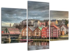 Tablou - Case lângă râu (90x60 cm)
