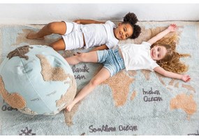Fotoliu puf pentru copii albastru/bej World Map – Lorena Canals
