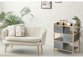 Raft din bambus cu coșuri G21, 3 rafturi, gri, 3 etaje