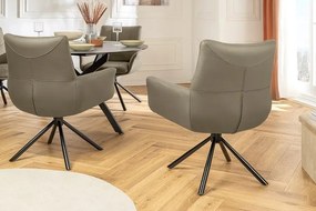 Set de 2 scaune pivotante SIGNATURE piele naturala taupe