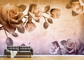 Tapet Premium Canvas - Trandafirii vintage 3d abstract