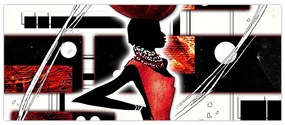 Tablou picuturii cu damă străveche (120x50 cm)