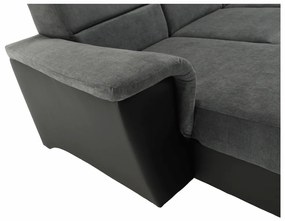 Colţar, piele ecologică negru/material, model dreapta, SANTIAGO U
