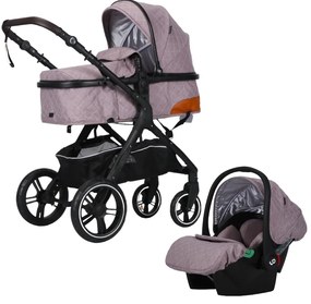 Carucior nou nascuti 3 in 1 NOVOKIDS™ X1000 series, Cu geanta bebe, Cadru Aluminiu, Amortizoare, Roti din cauciuc plin AVE, Landou, Scoica auto,