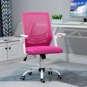 Scaun de Birou Ergonomic Vinsetto cu Cotiere si Suport Lombar, Pivotant, Inaltime Reglabila, Tesatura Roz | Aosom Romania