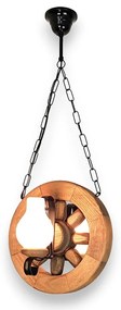 Candelabru rustic fabricat manual din lemn diam.30cm, 2 brate Roata WOOD-RO-SP2D30