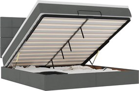 vidaXL Cadru pat otoman cu saltea țesătură gri închis 180x200 cm