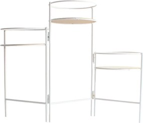 Suport metalic alb pentru 3 ghivece, 66x22x49 cm