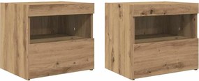 vidaXL Dulap de noapte 2 pcs Stejar Artizanal 50 x 40 x 45 cm