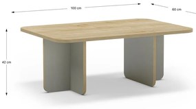 Măsuță de cafea verde-deschis/în culoare naturală cu blat cu aspect de lemn de stejar 56x100 cm Hillary – Marckeric