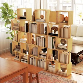 HOMCOM Librărie modernă și asimetrică cu 5 niveluri din bambus, 62.5 x 23 x 165 cm, lemn | Aosom Romania