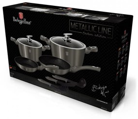Set oale si tigai marmorate (9 piese) din aluminiu forjat Carbon Metalic Line Berlinger Haus BH 1227N