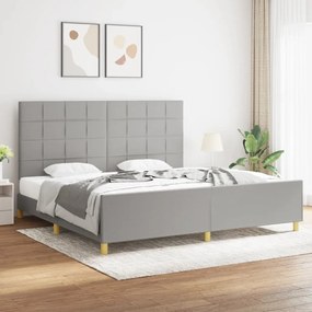 3125081 vidaXL Cadru de pat cu tăblie, gri deschis, 200x200 cm, textil