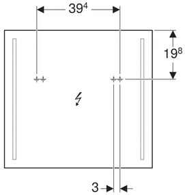 Oglinda dreptunghiulara 70 cm cu iluminare LED si dezaburire Geberit, Option Basic 700x650mm