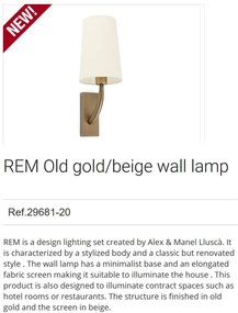 Aplica de perete eleganta design clasic REM auriu/bej