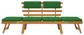 Banca de gradina cu perne 2-in-1, 190 cm, lemn masiv de acacia 1, maro si verde, 1