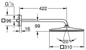 Palarie si brat de dus Grohe Rainshower Mono Cube 310 antracit periat Hard Graphite 1 functie