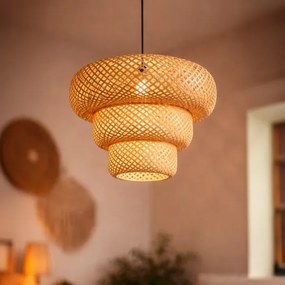 Lustră suspendată pe cablu TULUM 1xE27/15W/230V Ø 35 cm din bambus