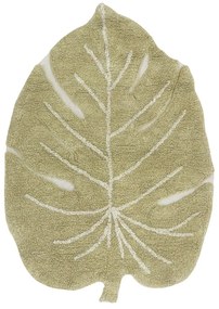 Covor pentru copii kaki lavabil/țesut manual din bumbac 75x100 cm Mini Monstera Olive – Lorena Canals