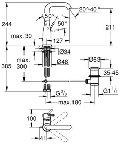GROHE 32628GN1 - baterie lavoar ESSENCE, mărimea L, aurie