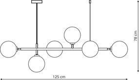 Lustră suspendată pe cablu ALISA, 6 x E14, 40 W, 230 V, auriu