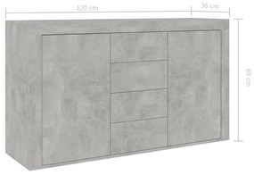 Servanta, gri beton, 120 x 36 x 69 cm, PAL 1, Gri beton