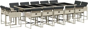 vidaXL Set mobilier de grădină cu perne 15 piese gri deschis poliratan