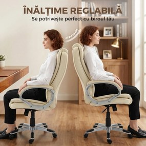 HOMCOM Scaun de Birou Rotativ din PU, Funcție Balansare, Spătar Înalt, Înălțime Reglabilă, Capacitate 120kg, Negru | Aosom Romania
