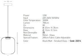 Pendul LED design decorativ Chloe II fumuriu