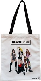 Sacosa de Panza pentru Cumparaturi, Geanta Tote, model Blackpink 5, Cu fermoar, 38x34.5 cm, Alba, BEKZ®