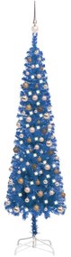 Set pom de Craciun subtire cu LED-uri globuri albastru 210 cm 1, blue and rose, 210 cm