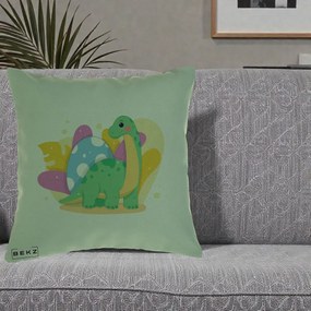 Perna Personalizata Dinozaur cu Ou Pastelat, 40x40 cm, Verde, Husa Detasabila, Perna Inclusa, BEKZ®