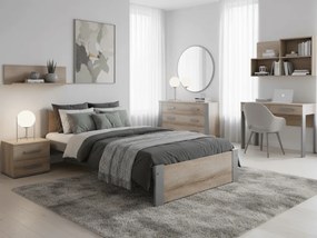 Pat de o persoana IKAROS 90 x 200 cm, stejar sonoma/gri Saltele: Cu saltele Deluxe 10 cm, Somiera pat: Cu lamele curbate