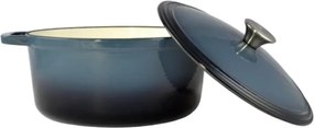 Oala fonta emailata cu capac, 5.2 L , 26 cm Perfect Home 14611, albastra, compatibila cuptor si toate tipurile de plite