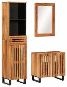 3217093 vidaXL Set mobilier de baie, 3 piese, lemn masiv de acacia