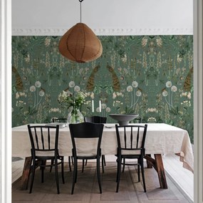 Fototapet, Peacock Garden, Green, Rebel Walls
