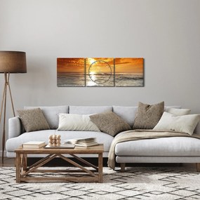 Tablou cu apus de soare din Corsica (cu ceas) (90x30 cm)