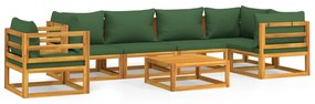 3155336 vidaXL Set mobilier de grădină cu perne verzi, 7 piese, lemn masiv