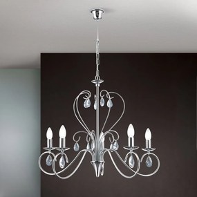 Candelabru 5 brate stil clasic cu cristale K9 Alessia crom