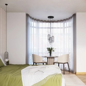 Lustră albă/neagră cu abajur din sticlă Belinda – Sollux