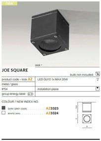 Aplica moderna exterior cu iluminat ambiental IP54 JOE SQUARE gri inchis ZZ AZ3323
