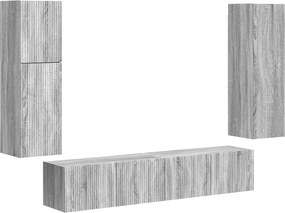 vidaXL Set comodă TV Pe perete 4 pcs Gri Sonoma Lemn compozit