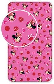 Disney Minnie Hearts cearșaf cu elastic 90x200 cm